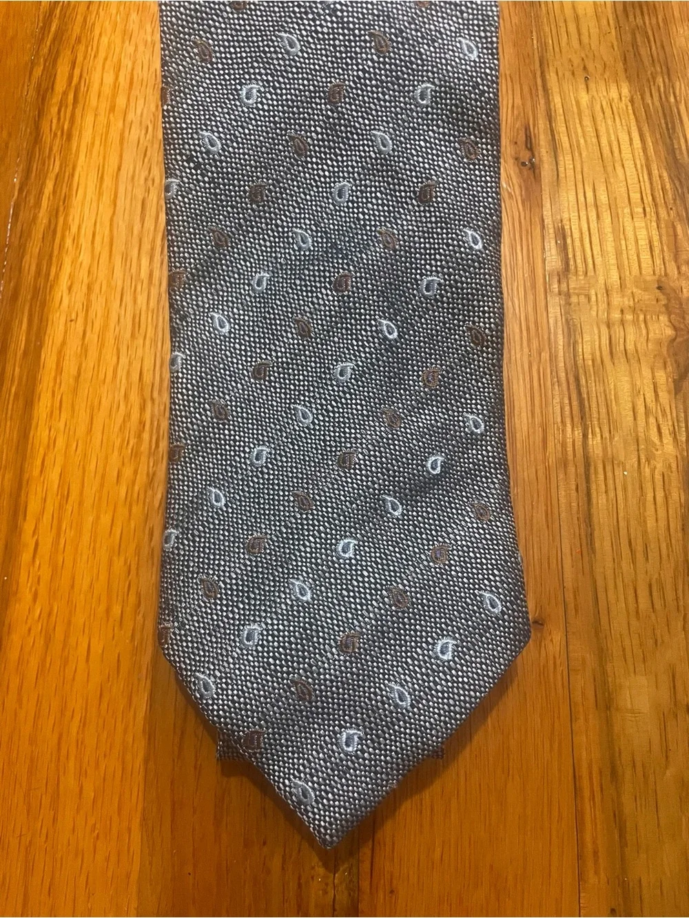 $390 Ermenegildo Zegna Paisley Embroidered Houndstooth 100% Silk Tie
